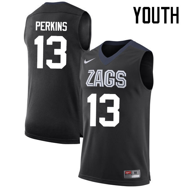 Youth #13 Josh Perkins Gonzaga Bulldogs College Basketball Jerseys-Black - Click Image to Close